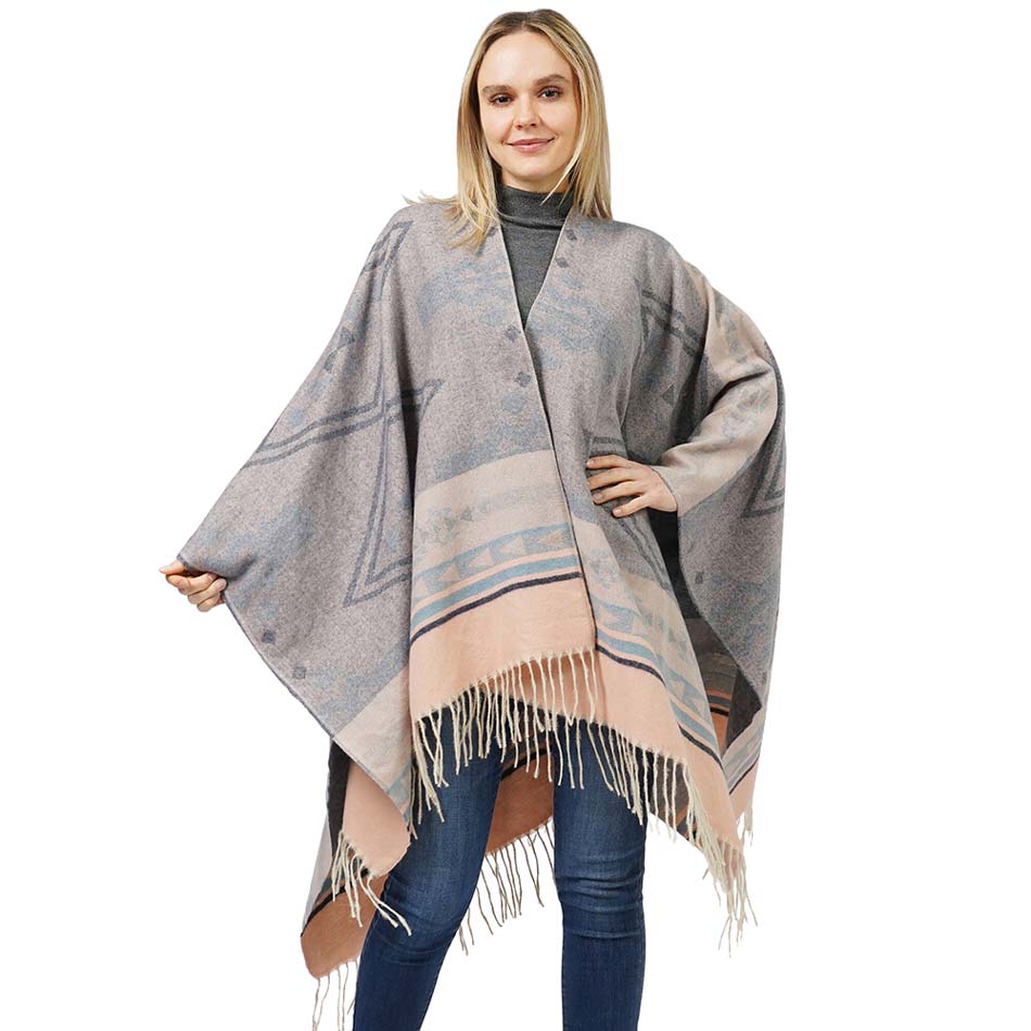 Black Beautiful Aztec Patterned Cape Poncho, With the latest trend in ladies' outfit cover-up! the high-quality knit poncho is soft, comfortable, and warm but lightweight. It's perfect for your daily, casual, party, evening, vacation, and other special events outfits. A fantastic gift for your friends or family.