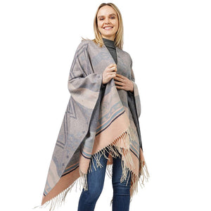 Navy Beautiful Aztec Patterned Cape Poncho, With the latest trend in ladies' outfit cover-up! the high-quality knit poncho is soft, comfortable, and warm but lightweight. It's perfect for your daily, casual, party, evening, vacation, and other special events outfits. A fantastic gift for your friends or family.
