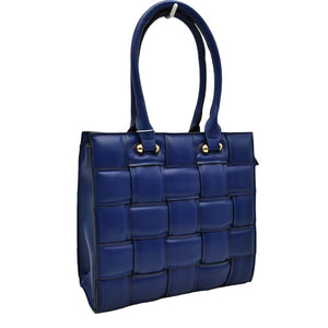 Navy Blue Faux Leather Top Handle Cassette Tote Bag, is the perfect accessory for any occasion. Crafted with durable faux leather material, it is strong and reliable. It features a top handle for easy carrying and a cassette shape to aid in keeping the bag lightweight and stylish. Perfect for everyday use or as a lovely gift.