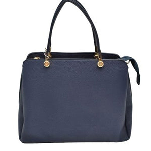 Navy Blue Textured Faux Leather Top Handle Tote Bag, is designed with state-of-the-art faux leather. It features a textured design and a comfortable top handle for easy carrying. Its spacious interior allows you to carry your everyday necessities in style. Perfect for any occasion or everyday use making it a great gift choice.