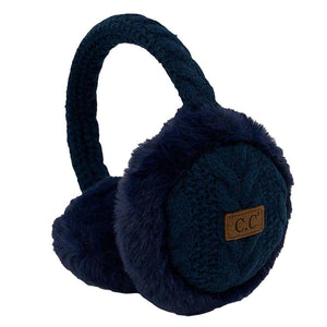 Navy C.C Cable Knit Faux Fur Earmuff, is sure to keep you warm in the cold. The cable knit exterior is soft and cozy, while the faux fur interior adds extra warmth and comfort. Perfect for winter weather, these earmuffs are stylish and practical. Perfect winter gift idea for fashion loving close ones.