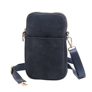 Navy Faux Suede Crossbody Bag, is a unique but beautiful addition to your handbag collection. Go everywhere carrying your handy items without any hassle. Perfect gift for a Birthday, everyday bag, Anniversary, Graduation, Holiday, Christmas, New Year, Anniversary, Valentine's Day, etc.