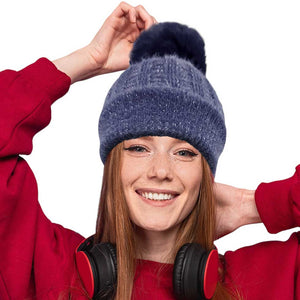 Navy Fleece Lining Pom Pom Beanie Hat, is perfect for chilly days. This stylish hat is sure to keep you warm and comfortable during the cold. Whether you're headed out for a walk or just spending time outdoors, this fashionable beanie is a great accessory. A perfect gift choice for your close people in the winter season. 