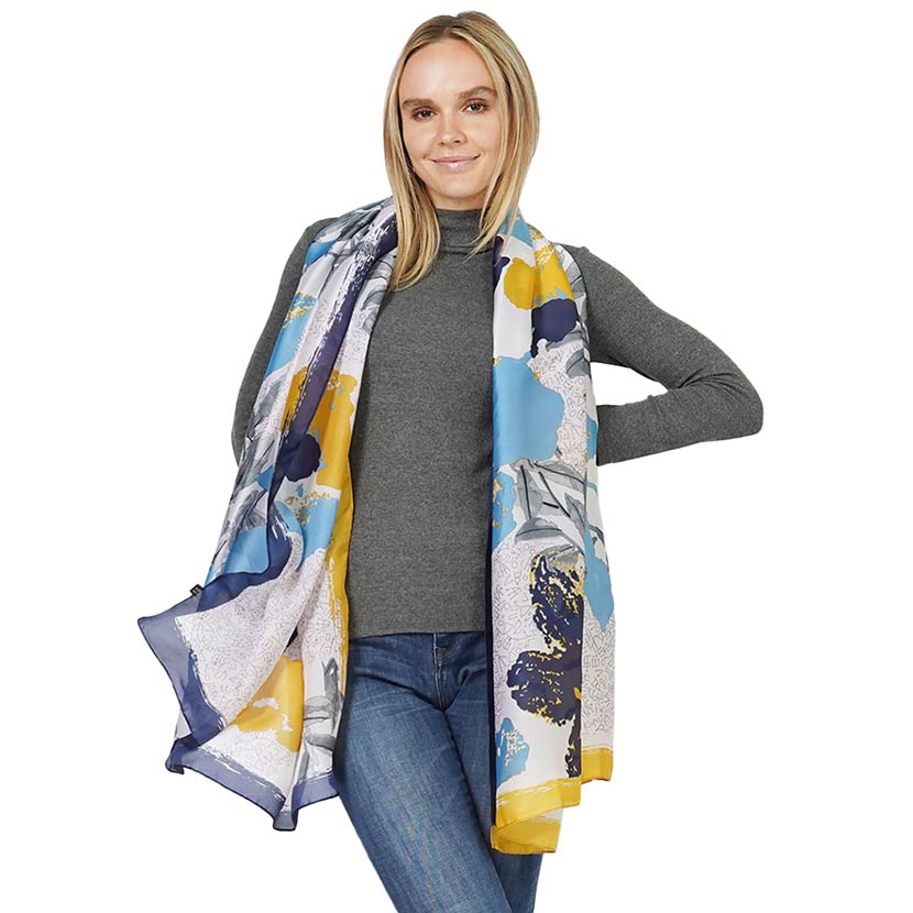 Navy Flower Print Satin Oblong Scarf, this timeless flower print oblong scarf is a soft, lightweight, and breathable fabric, close to the skin, and comfortable to wear. Sophisticated, flattering, and cozy. Look perfectly breezy and laid-back as you head to the beach. Perfect gift for birthdays, holidays, or fun nights out.