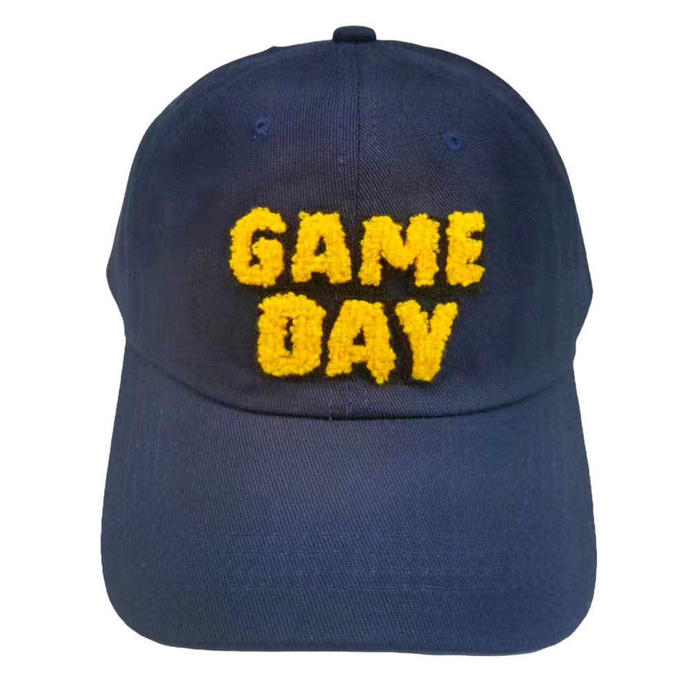 Navy Game Day Message Baseball Cap, Make a statement with this baseball cap. Featuring an adjustable strap for a customizable fit, this lightweight cap will keep you comfortable in any weather. This classic game day message cap is perfect for everyday outings. It's an excellent gift for your friends, family, or loved ones.