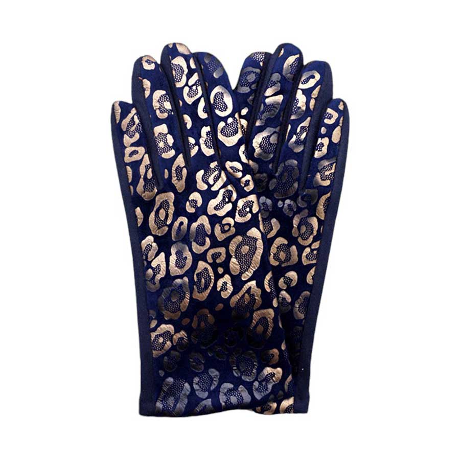 Navy-Leopard Pattern Smart Touch Gloves - the perfect combination of fashion and functionality. Keep your hands warm while using your touchscreen devices, thanks to the smart touch technology. With a stylish leopard pattern, these gloves are a must-have for any fashion-forward individual.
