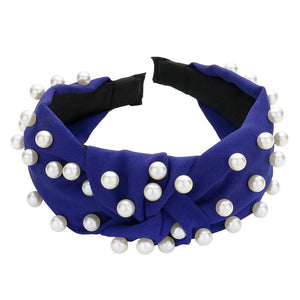 Navy Pearl Embellished Knot Burnout Headband, create a natural & beautiful look while perfectly matching your color with the easy-to-use this headband. Add a super neat and trendy knot to any boring style. Perfect for everyday wear, any occasion, outdoor festivals, and more. Awesome gift idea for your loved one or yourself.