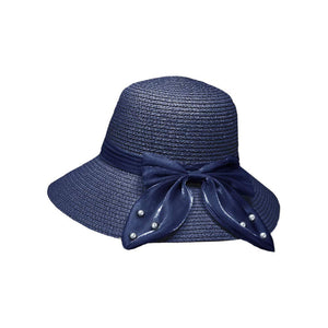 Navy Pearl Pointed Bow Band Straw Sun Hat is the perfect accessory for sunny days! With its elegant pearl detailing and delicate bow band, it adds a touch of sophistication to any outfit. The sturdy straw material provides protection from the sun while the pointed design adds a chic and stylish touch.