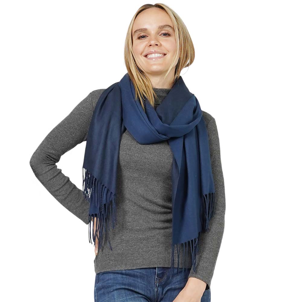 Navy Reversible Solid Shawl Oblong Scarf, is delicate, warm, on-trend & fabulous, and a luxe addition to any cold-weather ensemble. This shawl oblong scarf combines great fall style with comfort and warmth. Perfect gift for birthdays, holidays, or any occasion.