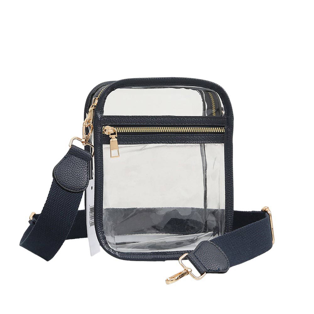 Navy Solid Faux Leather Transparent Rectangle Crossbody Bag is sophisticated and stylish. Crafted with durable, high-quality faux leather, it features a transparent rectangular shape for a chic look. Carry it to your next dinner date or social event to add a touch of elegance. Perfect Gift for fashion enthusiasts.