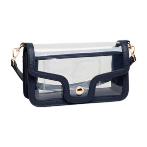 Navy Solid Faux Leather Transparent Rectangle Shoulder Bag, is sophisticated and stylish. Crafted with durable, high-quality faux leather, it features a transparent rectangular shape for a chic look. Carry it to your next dinner date or social event to add a touch of elegance. Perfect Gift for fashion enthusiasts.