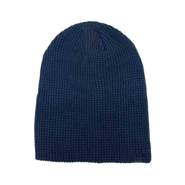Navy Unisex Waffle Knit Cuffed/Slouchy C.C. Beanie combines a classic cuffed design with a relaxed slouchy fit, crafted for durability and comfort. The textured knit enhances insulation while allowing breathability, making it suitable for variable weather conditions. Designed to accommodate diverse head shapes, it offers a secure yet flexible fit, blending functional performance with modern casual style. Ideal for outdoor activities or everyday wear. 