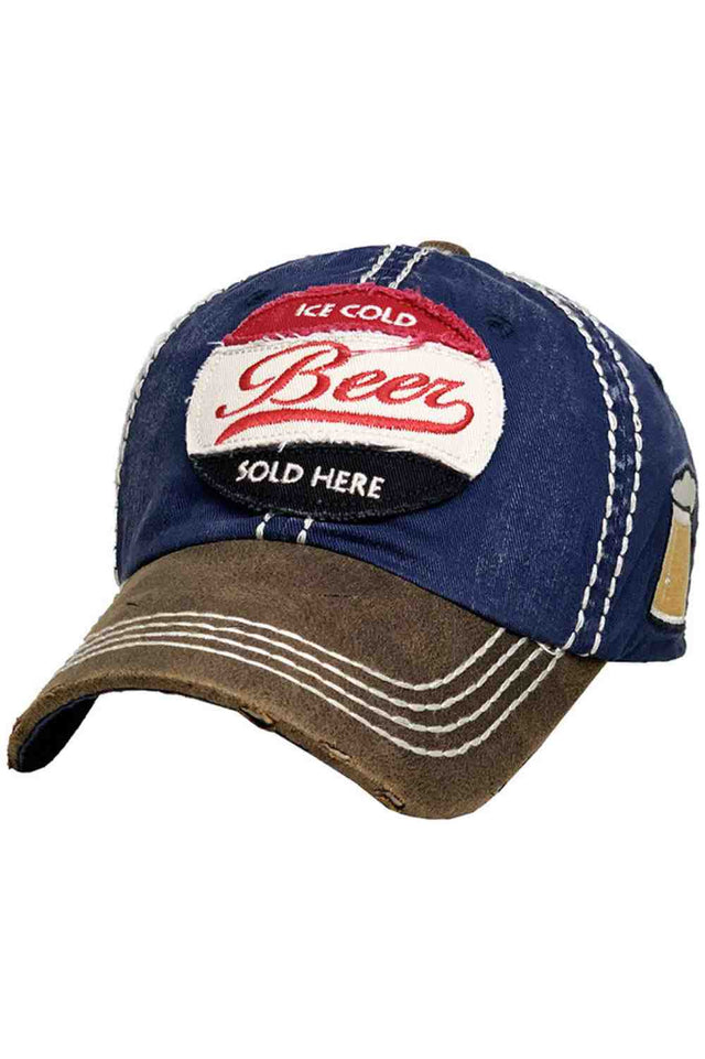 Navy The ICE COLD BEER Vintage Baseball Cap delivers laid-back style with a washed, distressed finish for a cool, broken-in look. Perfect for casual days, barbecues, or weekend outings, it adds fun personality while keeping you comfortable all day.