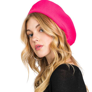 Neon Pink Trendy Fashionable Winter Stretchy Solid Beret Hat, this Women Beret Hat Solid Color Stretchy Beret Cap doubles as a rain hat and is snug on the head and stays on well. It will work well to keep the rain off the head and out of the eyes and also the back of the neck. Wear it to lend a modern liveliness above a raincoat on trans-seasonal days in the city.