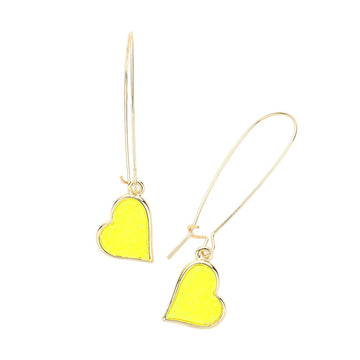 Neon Yellow  Druzy Heart Dangle Earrings add a touch of sparkle to any outfit. Handcrafted with druzy stone hearts, these earrings are lightweight and versatile, making them perfect for everyday wear or special occasions. Show your love with these stunning and unique earrings.