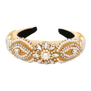Neutral Floral Pearl Stone Embellished Padded Headband, be the ultimate trendsetter & be prepared to receive compliments wearing this Padded headband with all your stylish outfits! Perfect for everyday wear, outdoor festivals, and many more. Awesome gift idea for your loved one or yourself.