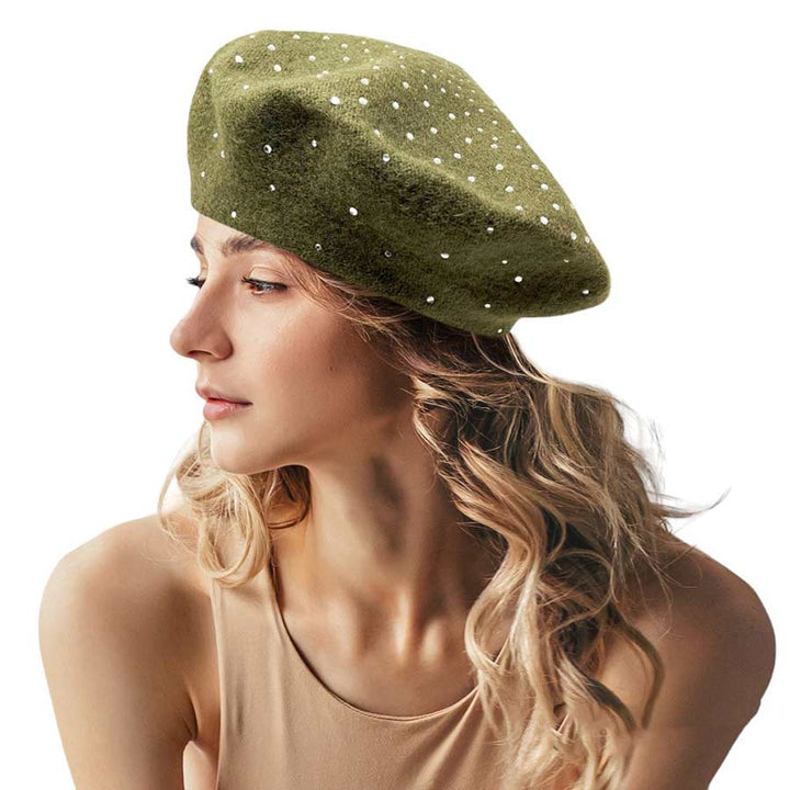 Olive-Bling Solid Beret Hat, stay fashionable in any season with this stylish beret hat. Get stylish with this one-of-a-kind piece today! This is the perfect hat for any stylish outfit or winter dress. Perfect gift item for Birthdays, Christmas, Stocking stuffers, holidays, anniversaries, Valentine's Day, etc.