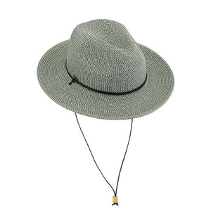 Olive C.C Chin Strap Straw Panama Hat. Keep your styles on even when you are relaxing at the pool or playing at the beach. Large, comfortable, and perfect for keeping the sun off of your face, neck, and shoulders Perfect summer, beach accessory. Ideal for travelers who are on vacation or just spending some time in the great outdoors.