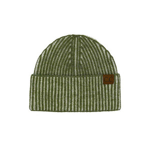 Olive C.C Contrast Color Stripes Cuff Beanie, this beanie is designed to keep you warm and comfortable on the coldest days. It's the autumnal touch you need to finish your outfit in style. Awesome winter gift accessory for birthdays, Christmas, Secret Santa, holidays, anniversaries, and Valentine's Day to your family.