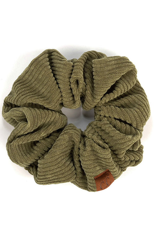 C.C Corduroy Solid Color Soft Scrunchies - Olive