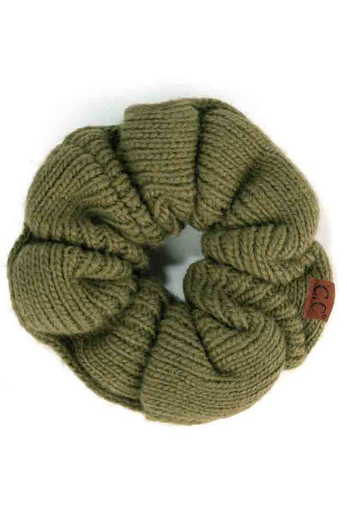 C.C Soft Knit Scrunchies - Olive