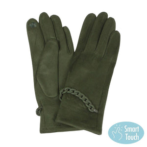 Olive Green  Chain Pointed Touch Smart Gloves, give your look so much more eye-catching and feel so comfortable with the beautiful chain-pointed design and embellishment. These warm gloves will allow you to use your electronic device with ease. Perfect gift accessory for this winter.