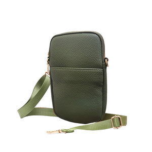 Olive Green Faux Leather Rectangle Crossbody Bag, This high-quality faux leather fashion crossbody features one front slip pocket and one inside slip pocket, and secured zipper closure at the top, this bag will be your new go-to! These beautiful and trendy Crossbody bag have adjustable and detachable hand straps that make your life more comfortable. This Simple fashion design crossbody bag for women keep your hands free while shopping, dating, traveling, and in outdoor sport.