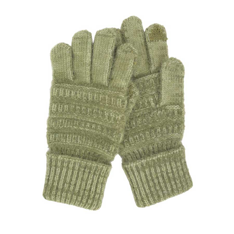 Olive-Green-Upgrade your winter wardrobe with our Fuzzy Cable Knit Smart Touch Gloves. Not only are they stylish and cozy, but they also feature smart touch technology, allowing you to easily use your phone or other touch screen devices without removing your gloves. Stay warm and connected this season! Ideal for gift.