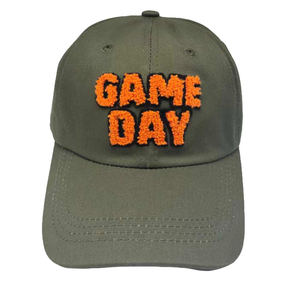 Olive Green Game Day Message Baseball Cap, Make a statement with this baseball cap. Featuring an adjustable strap for a customizable fit, this lightweight cap will keep you comfortable in any weather. This classic game day message cap is perfect for everyday outings. It's an excellent gift for your friends, family, or loved ones.