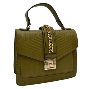 Olive Quilted Faux Leather Top Handle Crossbody Tote Bag, is the perfect accessory for any outfit. This contemporary bag is made with high-quality quilted faux leather, this stylish tote bag features a top handle, a crossbody strap, and a spacious interior. Perfect gift choice for family members and friends on any occasion.