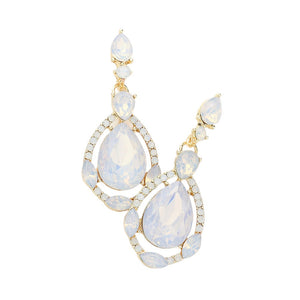 Opal White Crystal Rhinestone Teardrop Evening Earrings, are beautifully crafted with glimmering crystal rhinestones and a teardrop design that adds elegance and charm to your look. They are the perfect accessory for adding a touch of glamour to any special occasion. A quintessential gift choice for loved ones on any special day.