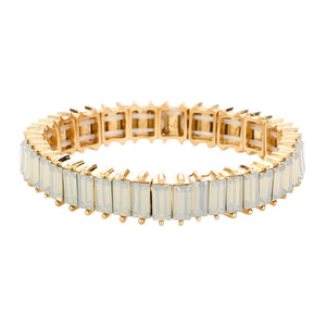 Opal White Rectangle Stone Stretch Evening Bracelet, This Rectangle Stone Stretch Evening Bracelet adds an extra glow to your outfit. Pair these with tee and jeans and you are good to go. Jewelry that fits your lifestyle! It will be your new favorite go-to accessory. create the mesmerizing look you have been craving for! Can go from the office to after-hours with ease, adds a sophisticated glow to any outfit on a special occasion