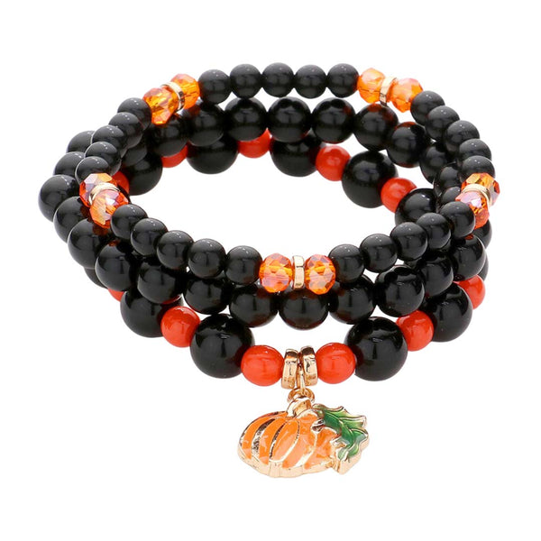 Orange 3PCS Pumpkin Charm Beaded Stretch Bracelets, are fun handcrafted jewelry that fits your lifestyle, adding a pop of pretty color. These pretty bracelets will surely bring a smile to one's face as a gift. This is the perfect gift for Halloween & Thanksgiving, especially for your friends, family, and the people you love.