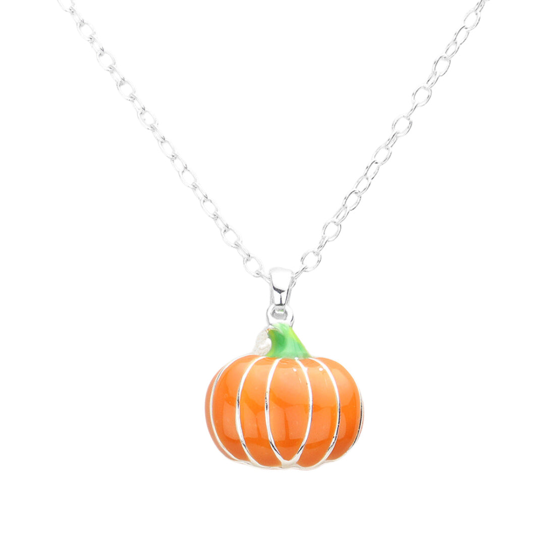 Orange Beautiful Enamel Pumpkin Pendant Necklace, is designed to combine a pumpkin pendant with enamel detailing, making it suitable for seasonal themes like Halloween and Thanksgiving. Perfect Birthday Gift, Anniversary Gift, Mother's Day Gift, Anniversary Gift, Graduation Gift, Prom Jewelry, Just Because Gift.