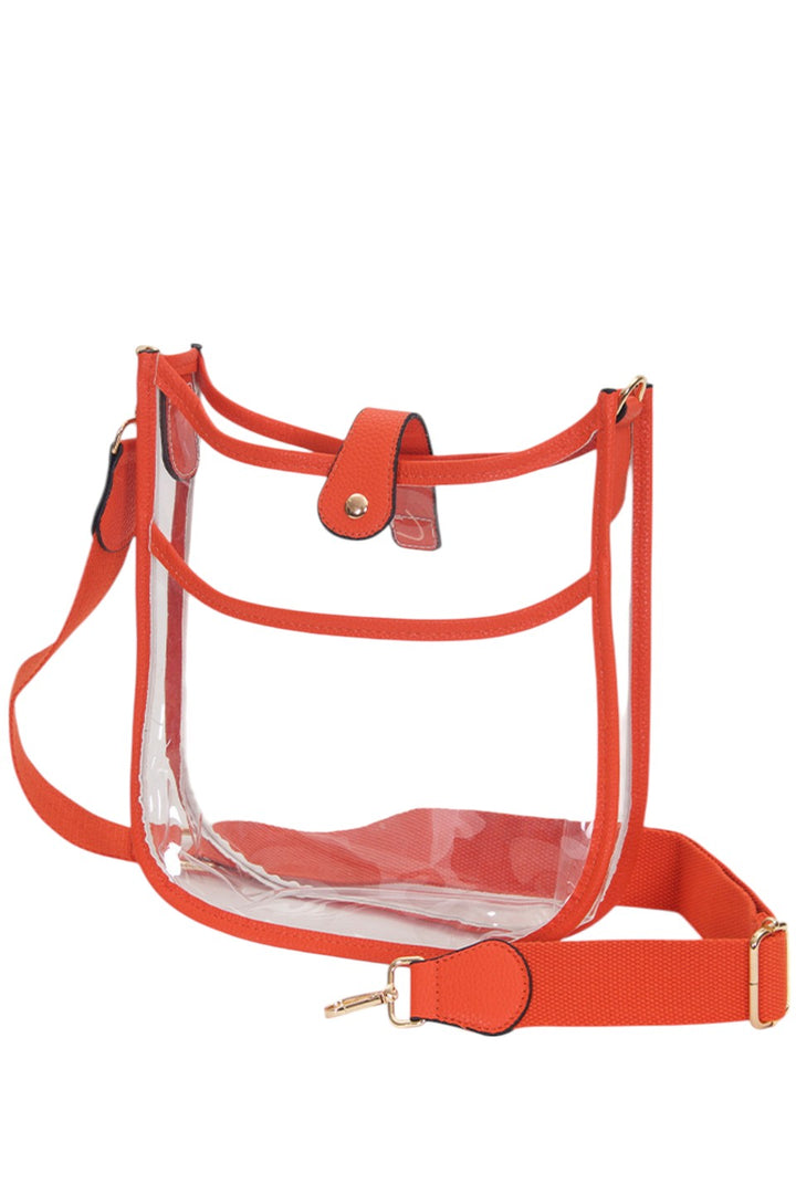 Clear Stadium Concert Crossbody Bag is expertly crafted to comply with strict venue security policies, featuring a fully transparent design for quick inspection. Its lightweight, durable construction ensures comfort and longevity, while the adjustable crossbody strap provides a secure, hands-free fit. Perfectly sized to hold essentials like tickets, phones, and wallets, this bag combines practicality with convenience for seamless access at concerts and stadium events.