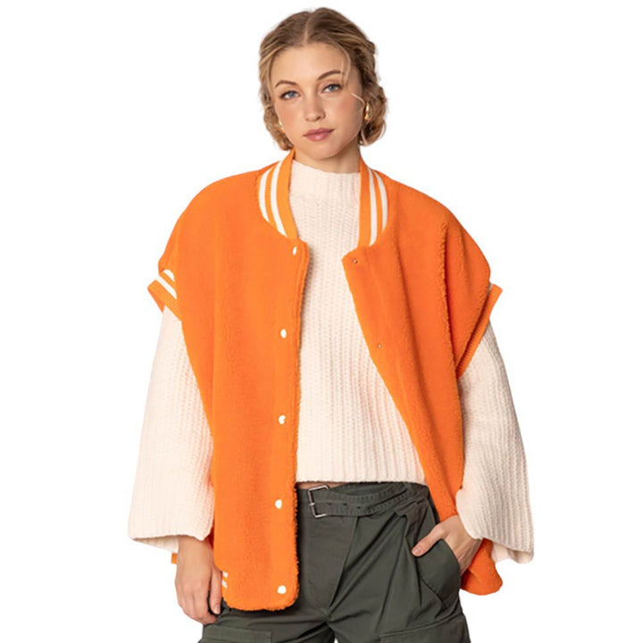 Orange-College Game Day Sherpa Vest, Made with warm and soft sherpa material, this vest is perfect for chilly game days. Represent your team in style and comfort, and stay warm while cheering them on to victory. Perfect for any college sports fan. A perfect way to finish off your winter wardrobe.