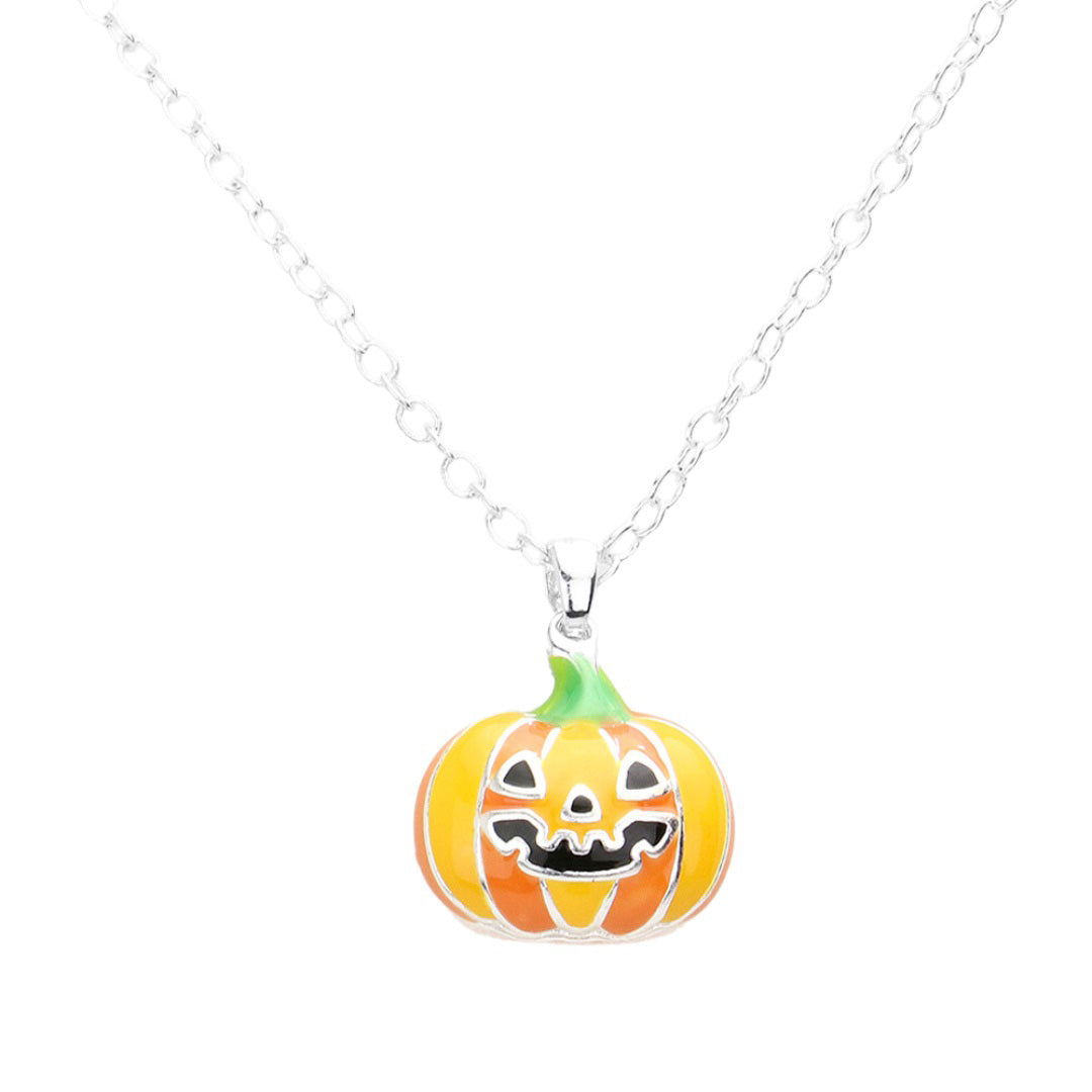Orange Enamel Pumpkin Halloween theme Pendant Necklace lays delicately on your neck, making it effortlessly glamorous. This beautiful necklace especially matches your Halloween clothing. Perfect Birthday Gift, Anniversary Gift, Mother's Day Gift, Anniversary Gift, Graduation Gift, Prom Jewelry, Just Because Gift.