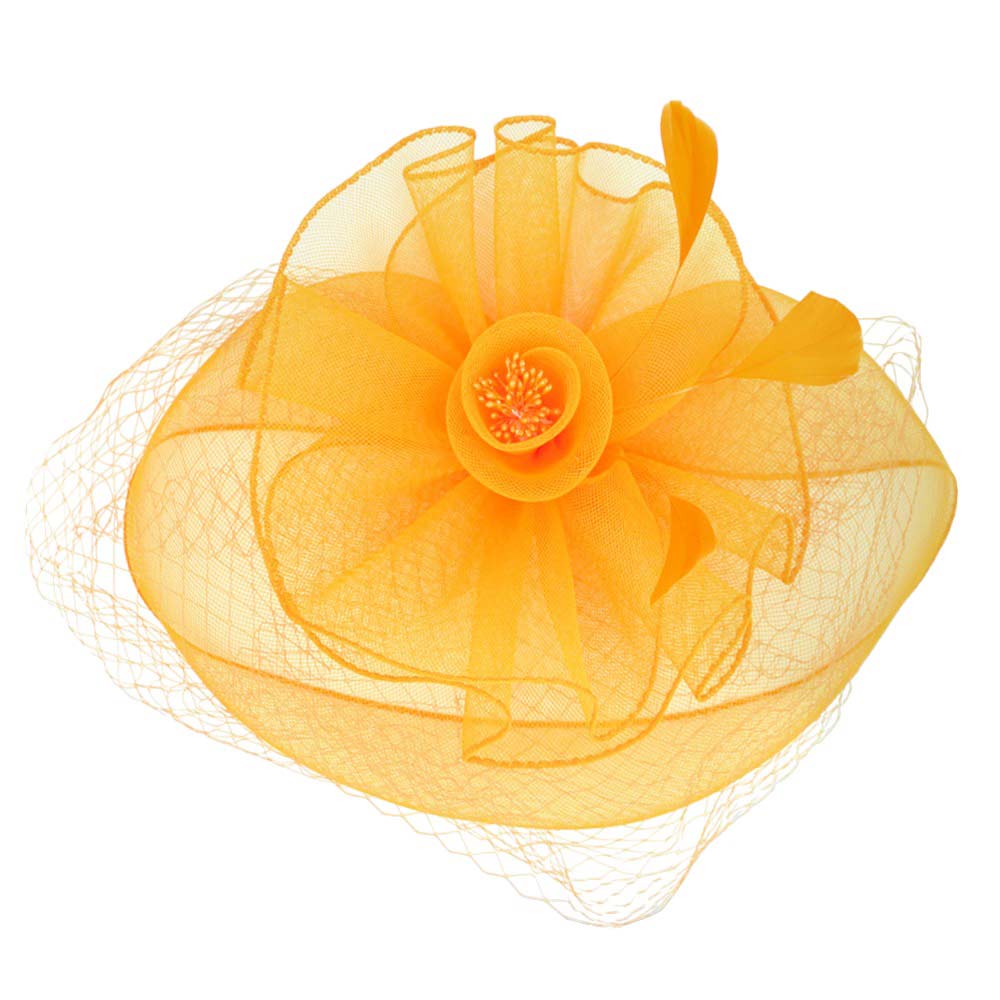 Orange Feather Mesh Flower Fascinator Headband, with its luxurious yet lightweight composition. Crafted with high-quality materials, the headband features a feather mesh flower, making it the perfect accessory for any outfit. The headband adds a touch of sophistication. Perfect gift choice for loved ones on any day.