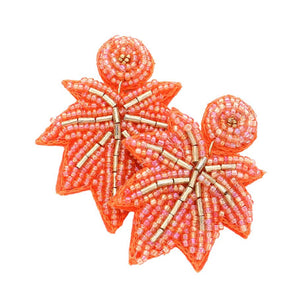 Orange Felt Back Beaded Maple Leaf Dangle Earrings, are fun handcrafted jewelry that fits your lifestyle, adding a pop of pretty color. Highlight your appearance, and grasp everyone's eye at your party. This is the perfect gift for Thanksgiving, especially for your friends, family, and the people you love and care about.