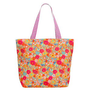 Orange Flower Print Tote Bag, this tote bag features a beautiful flower print design, adding a touch of style to your everyday essentials. Made with high-quality materials, it offers durability and functionality for daily use. Stay fashionable while carrying your belongings with ease. Ideal gift for any fashion loving person.