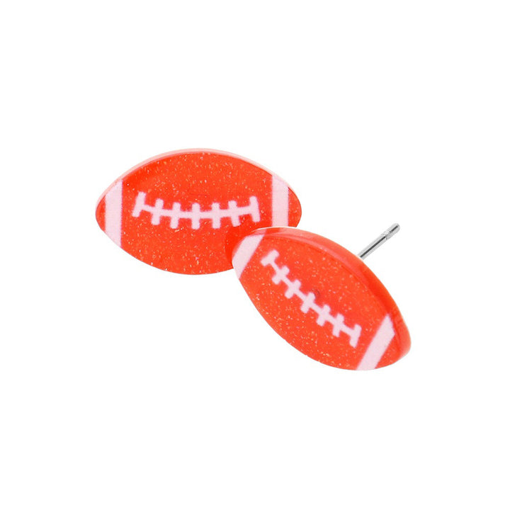 Orange Football Game Day Resin Stud Earrings, Show your football team spirit with these fashionable earrings. Featuring resin material with a football shape, these earrings give you a fashionable way to show off your loyalty to your favorite team. With a lightweight design, they're sure to be a fan favorite.