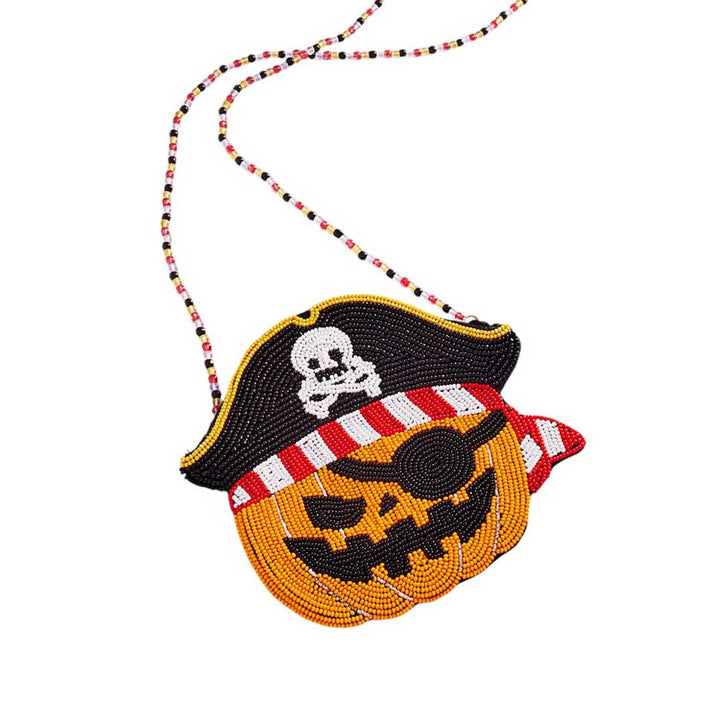 Halloween Pirate Pumpkin Beaded Mini Crossbody Bag, Ahoy, matey! Get ready to plunder some treats with this Halloween-themed crossbody bag. Its playful pirate pumpkin design and beaded embellishments will add some swashbuckling style to any costume. Arrgh you ready for Halloween?  