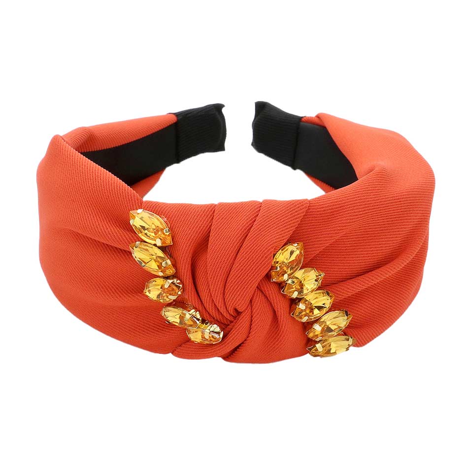Orange Marquise Stone Embellished Knot Burnout Headband, get ready with this marquise stone knot headband to receive the best compliments on any special occasion. This classy marquise stone headband is perfect for parties, Weddings, and Evenings. Awesome gift for anniversaries, Valentine’s Day, or any special occasion.