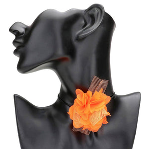 Orange Mesh Flower Wrapped Choker Necklace, is perfect for adding a hint of sophistication to your look. It features a floral mesh design, giving it a subtle touch of femininity. The choker is lightweight and comfortable to wear, making it an ideal accessory for any occasion. Perfect gift choice for the peoples you love.