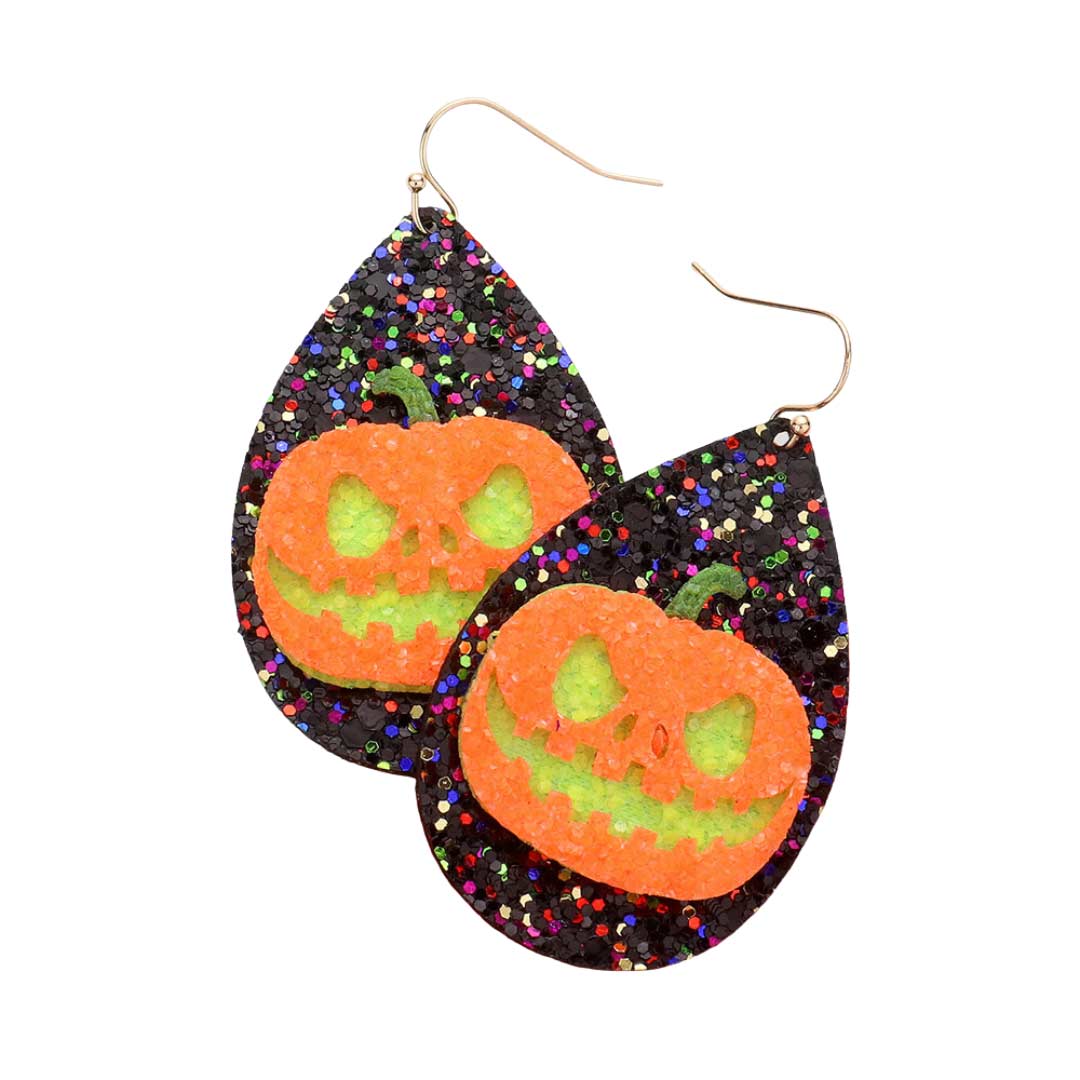Orange Pumpkin Accented Glittered Teardrop Dangle Earrings, are fun handcrafted jewelry that fits your lifestyle, adding a pop of pretty color. This pretty & tiny earring will surely bring a smile to one's face as a gift. This is the perfect gift for Halloween, especially for your friends, family, and the people you love.