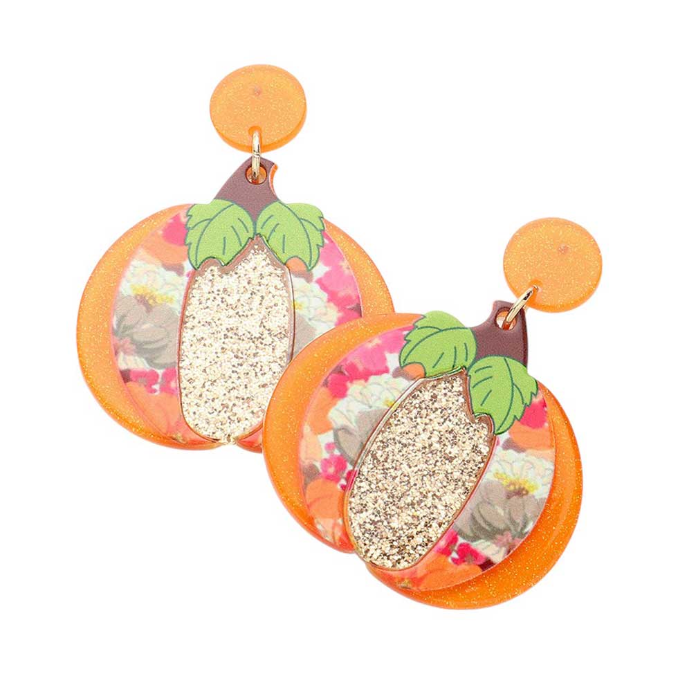 Ornge-Resin Thanksgiving Pumpkin Dangle Earrings, Handcrafted with high-quality resin, these earrings offer a unique pumpkin design that adds a touch of festive charm to any outfit. Lightweight and comfortable, they are the perfect accessory for any Thanksgiving gathering.