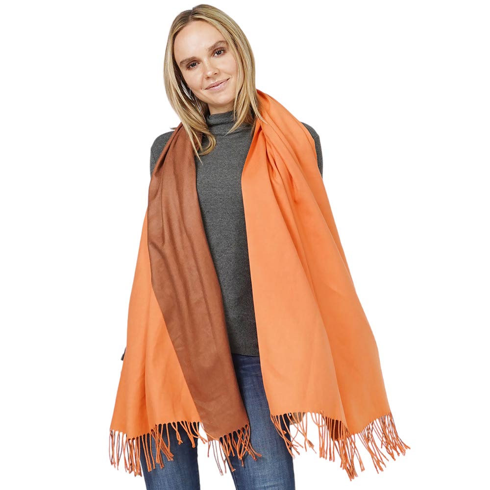 Orange Reversible Solid Shawl Oblong Scarf, is delicate, warm, on-trend & fabulous, and a luxe addition to any cold-weather ensemble. This shawl oblong scarf combines great fall style with comfort and warmth. Perfect gift for birthdays, holidays, or any occasion.