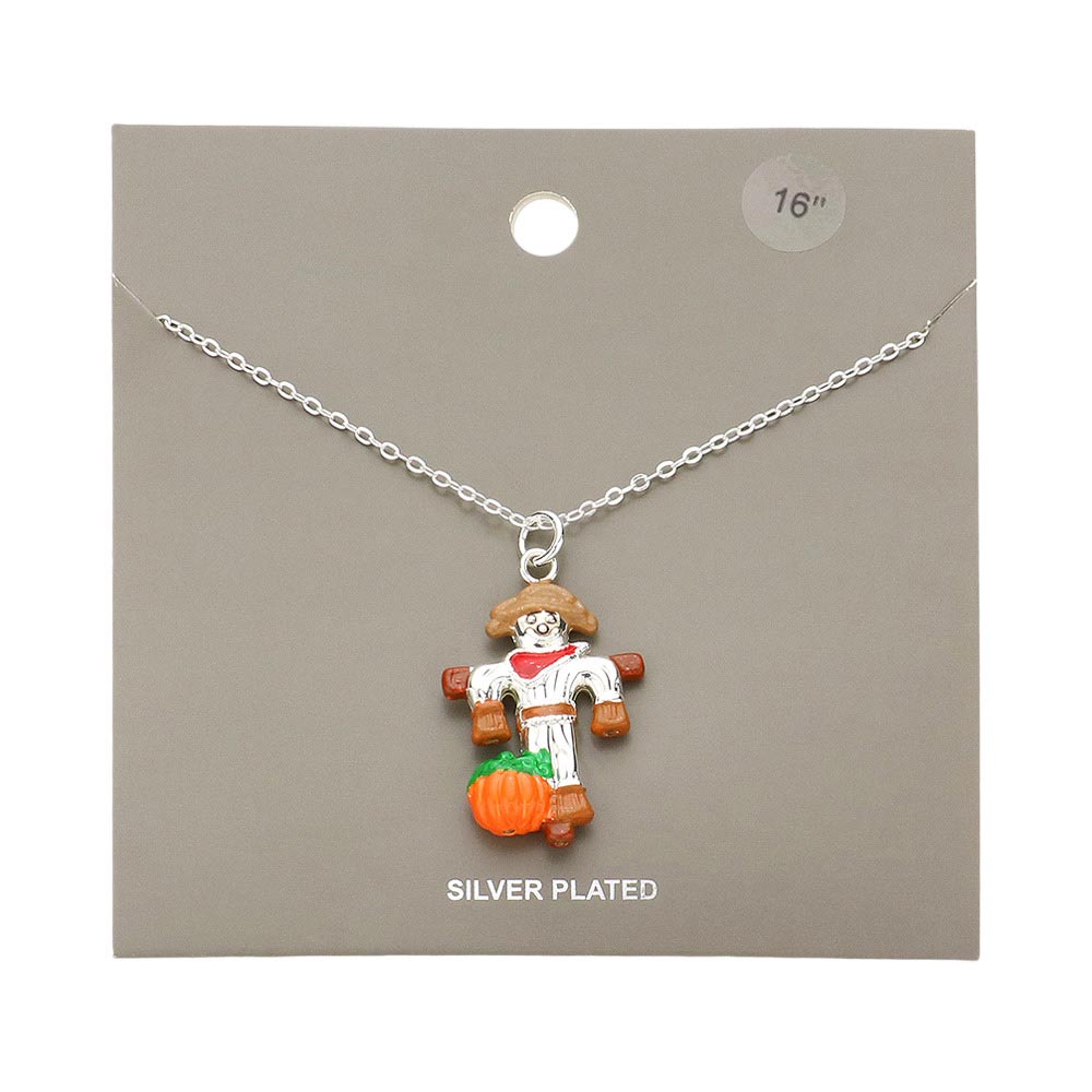 Orange Silver Plated Scarecrow Pumpkin Pendant Necklace, is beautifully designed with a fruits & food theme that will make a glowing touch on everyone. Fabulous fashion and sleek style add a pop of pretty color to your attire. Perfect gift accessory for especially Thanksgiving to your friends, family, and love.