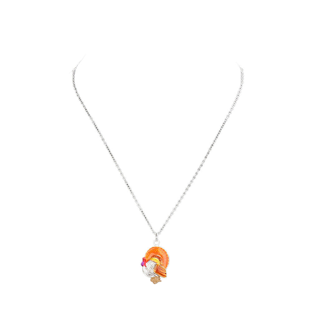 Orange Silver Plated Turkey Pendant Necklace, is beautifully designed with an animal theme that will make a glowing touch on everyone. This beautiful necklace is the ultimate representation of your class & beauty. Perfect gift accessory for especially Thanksgiving to your friends, family, and the persons you love.