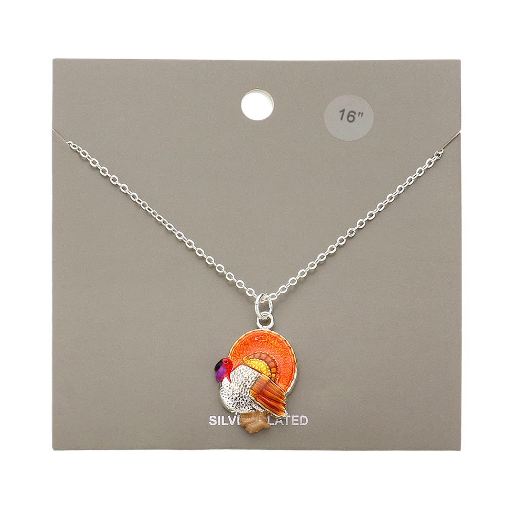 Orange Silver Plated Turkey Pendant Necklace, is beautifully designed with an animal theme that will make a glowing touch on everyone. This beautiful necklace is the ultimate representation of your class & beauty. Perfect gift accessory for especially Thanksgiving to your friends, family, and the persons you love.